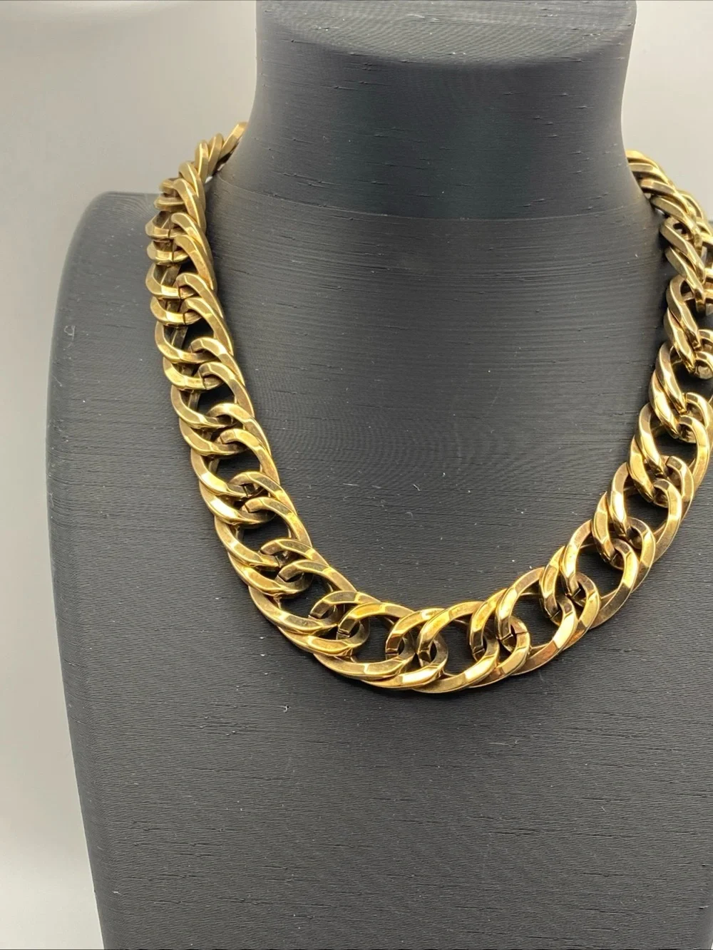 Vintage Sperry Gold Tone Chunky Curb Chain Statement Choker Necklace 15